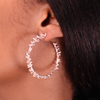 Medium  Rose Gold Spine Hoop Earrings Lenique Louis